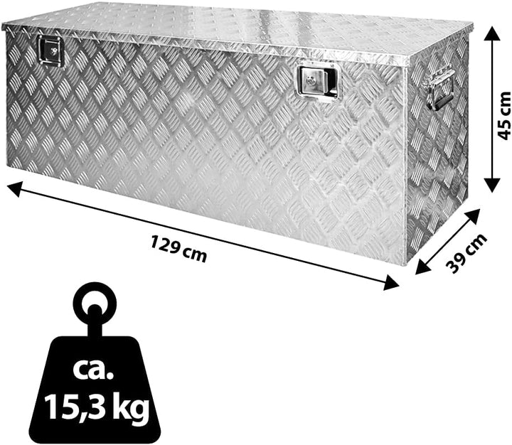 Trucky Truckbox, Deichselbox Aluminium, Anhängerbox 15 Grössen, Werkzeugkiste mit Schloss und Schlüs