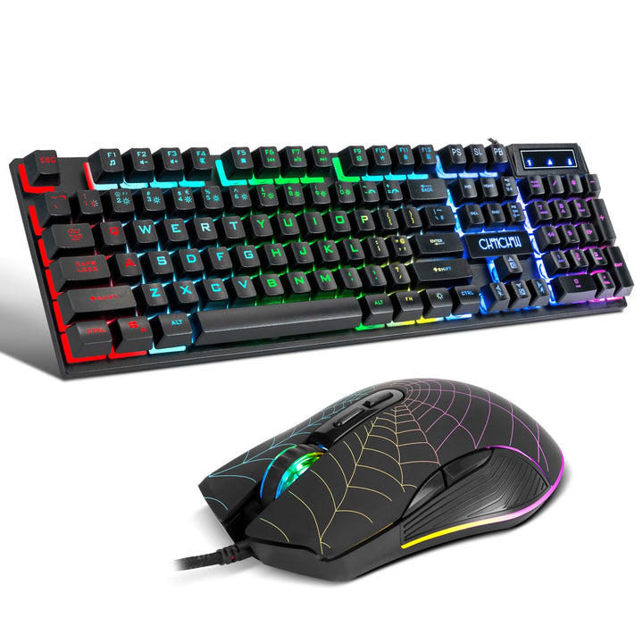 CHONCHOW Kabelgebundene Gaming-Tastatur und -Maus für Mac PC PS5 PS4 Xbox One Gamer, RGB-Hintergrund