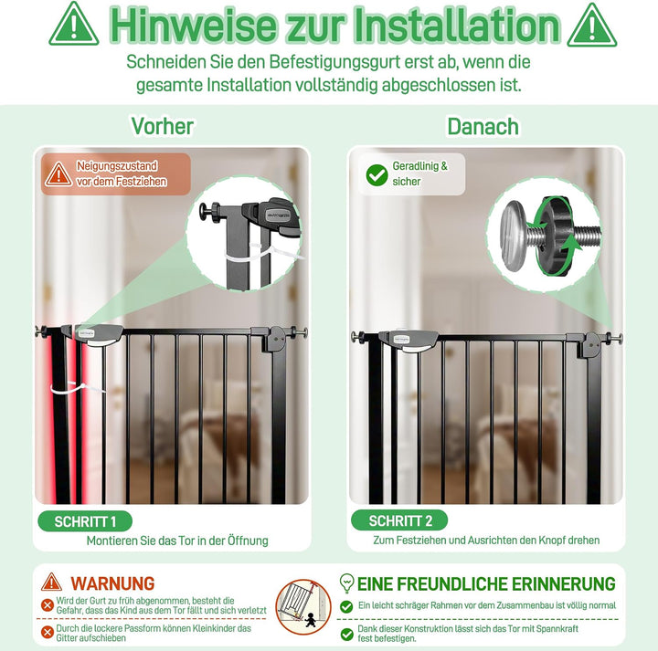 XMTECH Türschutzgitter Ohne Bohren Treppengitter für Kinder 105-115cm breit，Auto-Close Baby Türgitte
