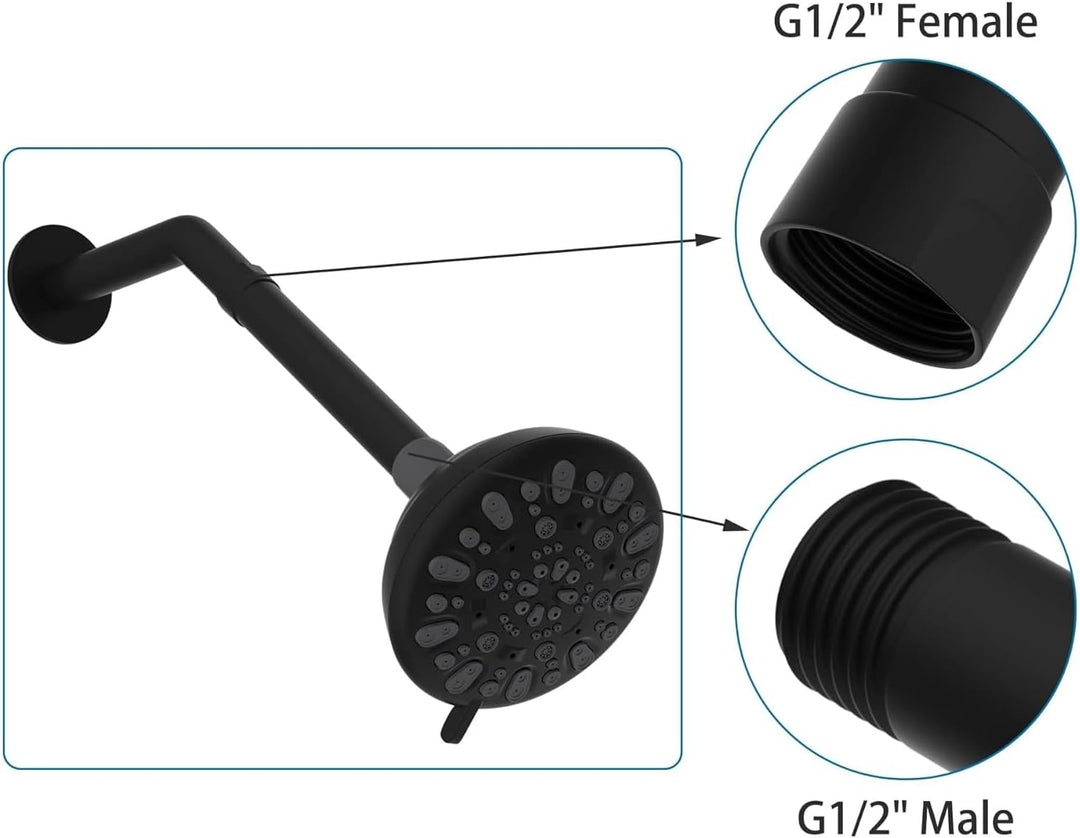 G1/2 Dusche verlängerungsrohr Schwarz 20cm, Badezimmer-Dusch-Verlängerungsarme gerade Duschverlänger