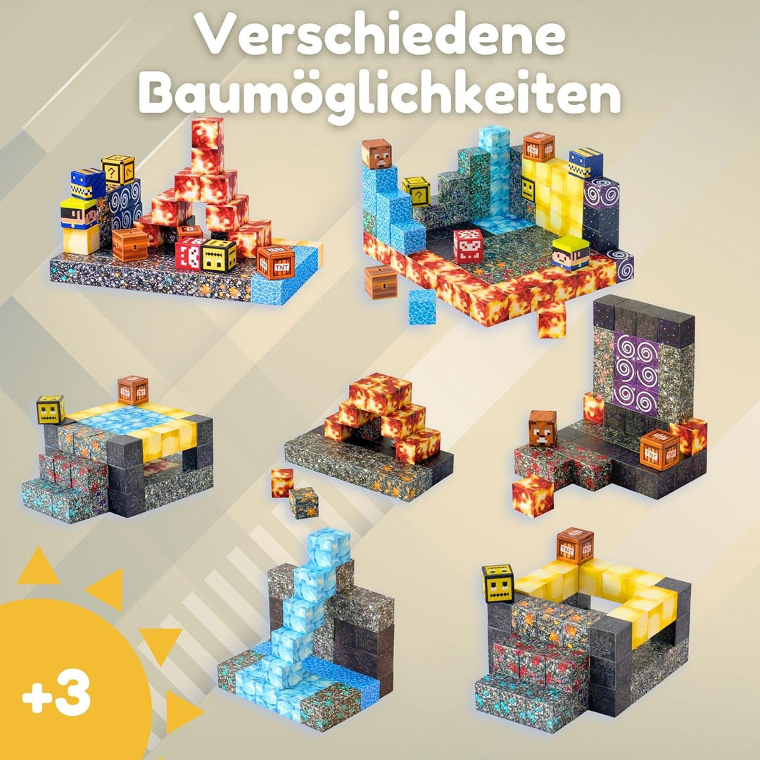 Mangetische Bausteine 100 Teile - Stem Spielzeug Magnetsteine ab 3 Jahre, Magnetwürfel inkl. Beutel