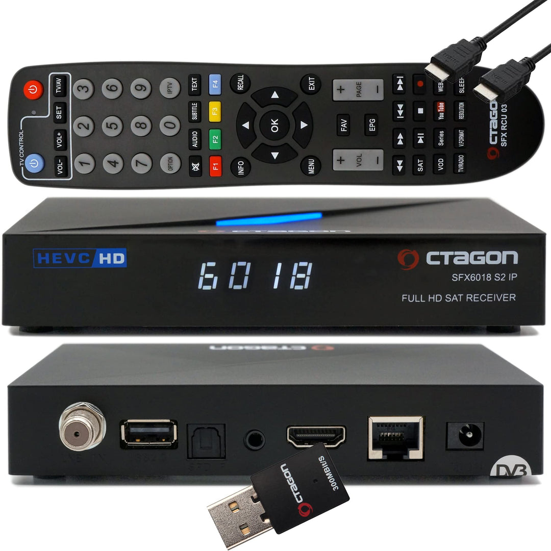 OCTAGON SFX6018 S2+IP H.265 HEVC 1x DVB-S2 HD E2 Linux Smart Receiver, Satelliten Receiver mit Aufna