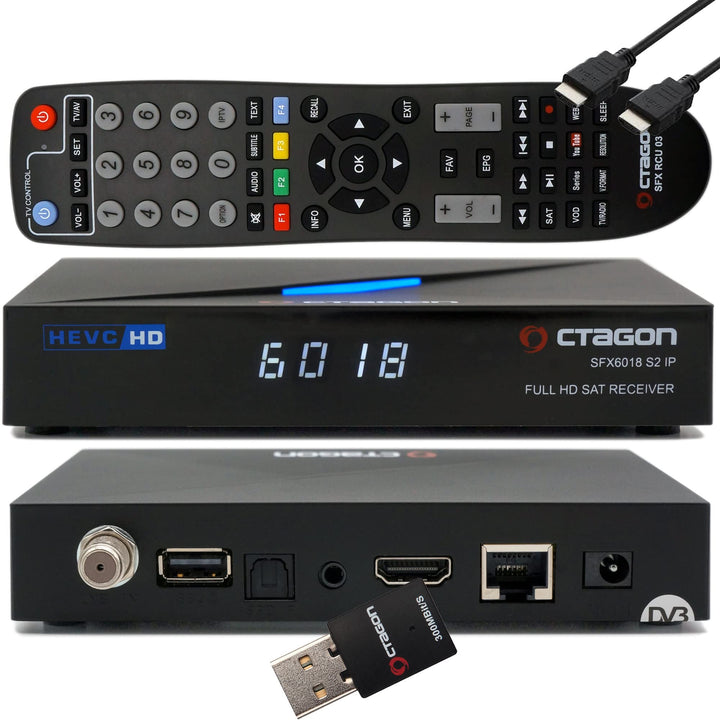 OCTAGON SFX6018 S2+IP H.265 HEVC 1x DVB-S2 HD E2 Linux Smart Receiver, Satelliten Receiver mit Aufna