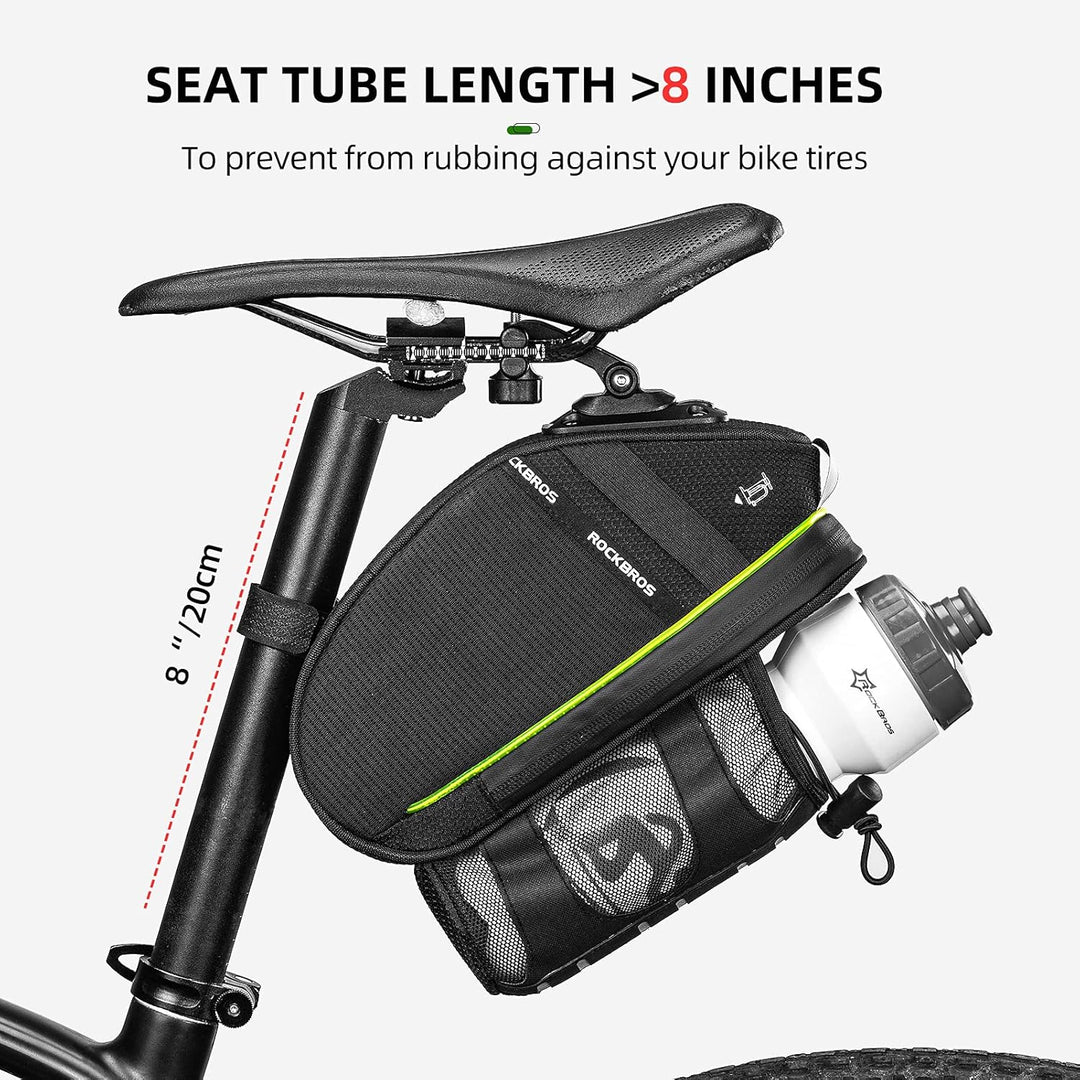 ROCKBROS Fahrrad Satteltasche 1,5L Kratzfest Fahrradtasche mit Flaschenhalter Fahrradsitz Tasche für