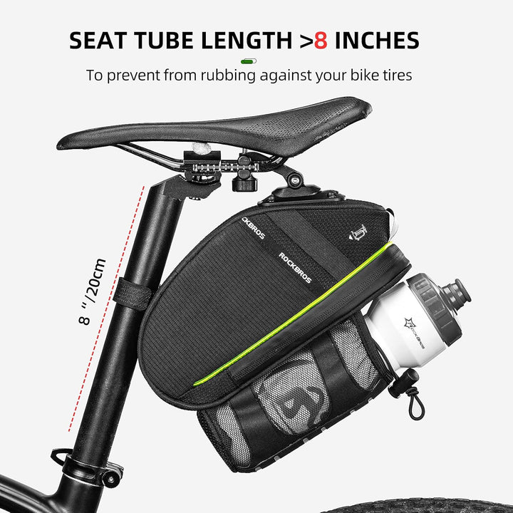 ROCKBROS Fahrrad Satteltasche 1,5L Kratzfest Fahrradtasche mit Flaschenhalter Fahrradsitz Tasche für