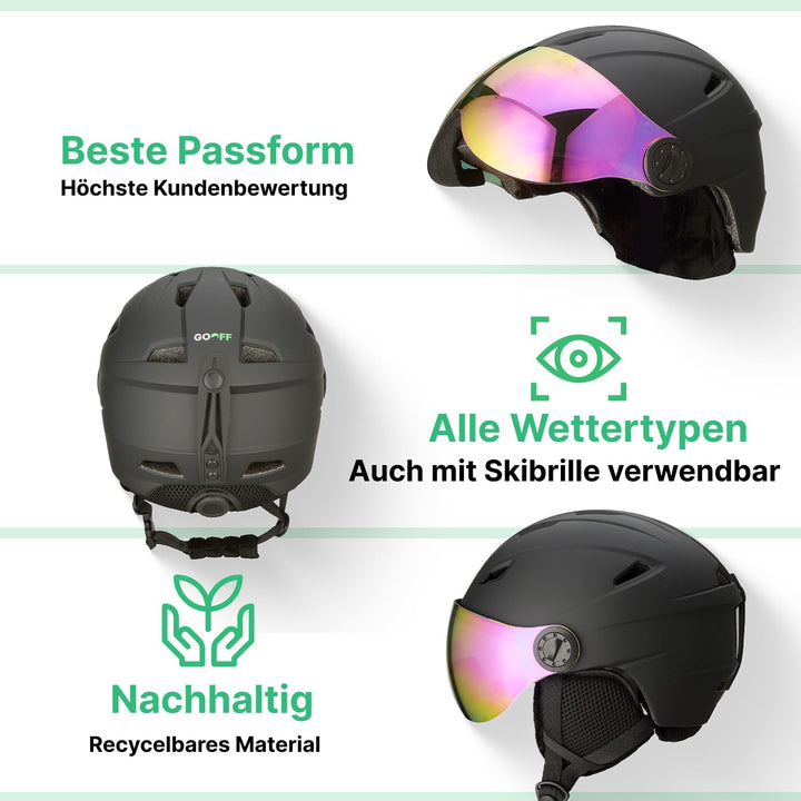 GOOFF Speed Skihelm mit Visier - Helm mit Belüftung und Schutz – Leichtgewicht und Renn-Design – int
