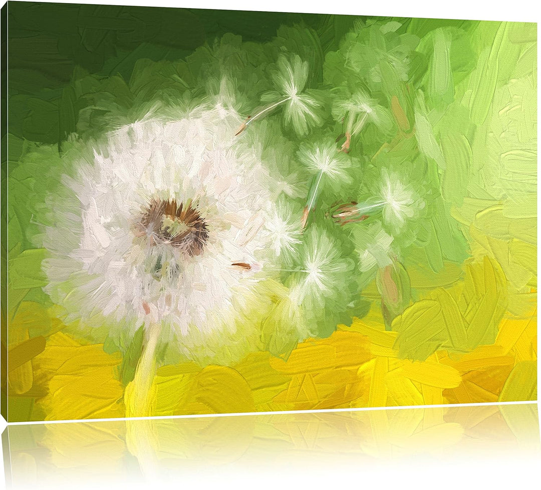 Pixxprint Löwenzahn Samen Kunst als Leinwandbild/Grösse: 100x70 cm/Wandbild/Kunstdruck/fertig bespan