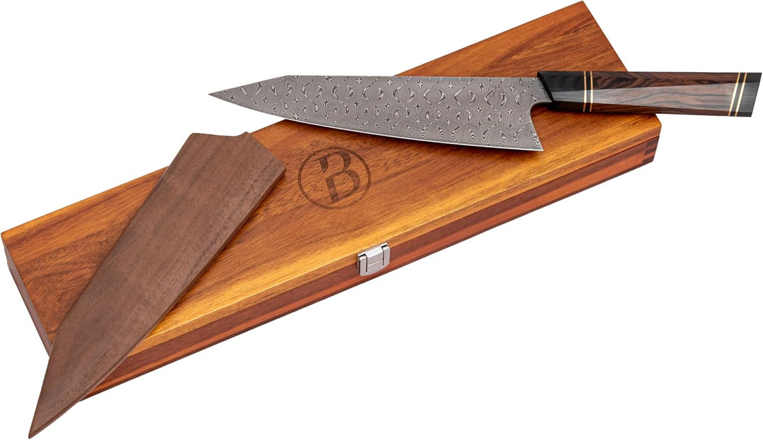BABOSSA® Damast Chefmesser 21.5cm aus 110 Schichten echtem Damaszener Stahl mit Wüsteneisenholzgriff