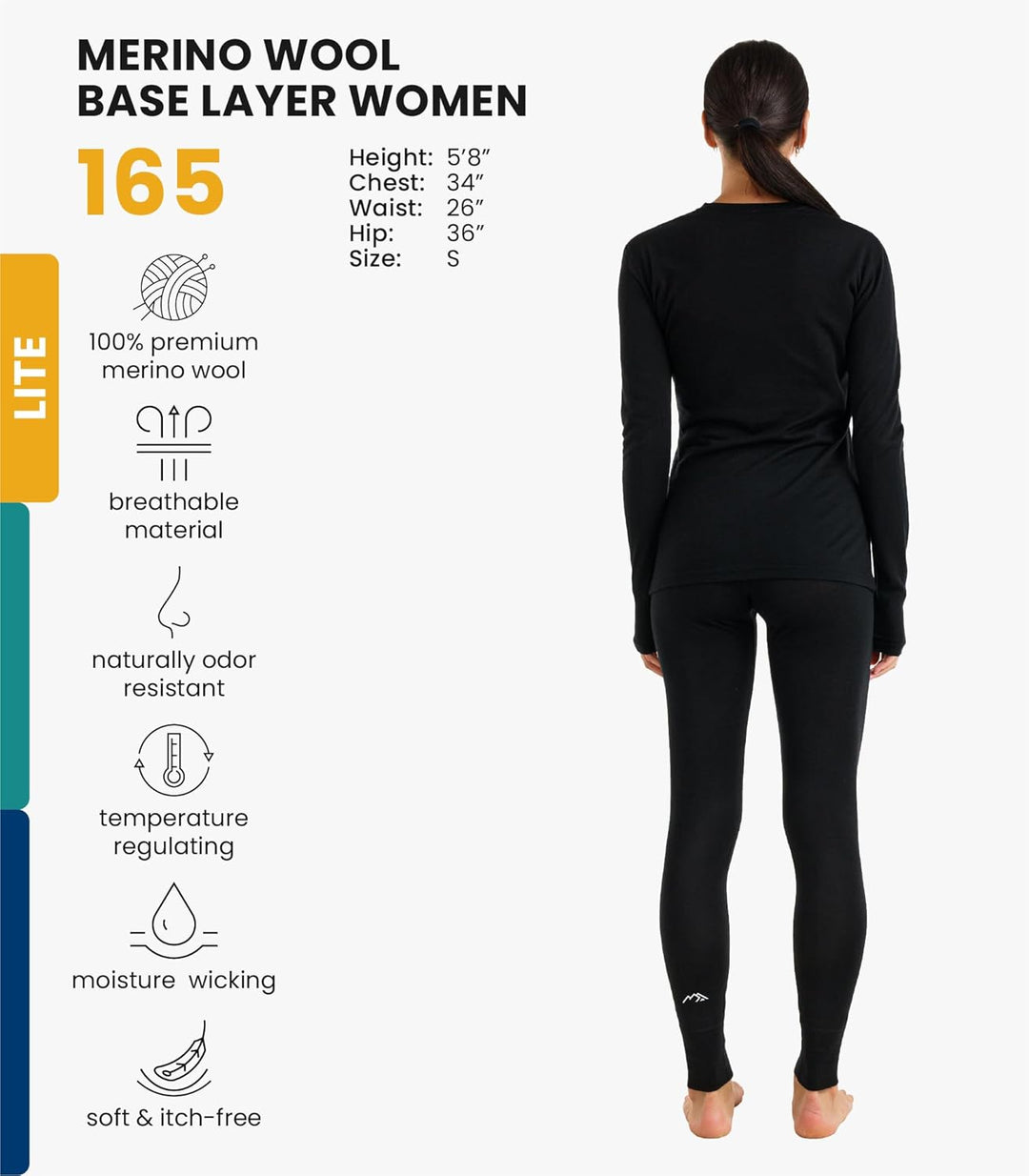 Merino.tech 100% Merino Unterwäsche Damen Set - Leicht, Mittelgewicht, Funktionsunterwäsche Merinowo