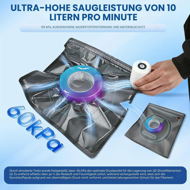 20er Set 3D Drucker Filament Vakuum Aufbewahrung mit USB-Pumpe, Lichtdichte Vakuumbeutel 30x34cm, Fe