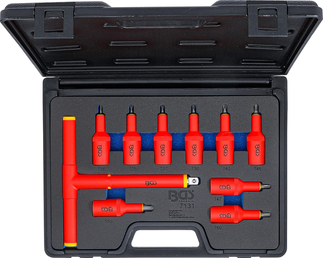 BGS 7131 | VDE-Bit-Einsatz-Satz | Antrieb Innenvierkant 12,5 mm (1/2") | T-Profil (für Torx) T20 - T