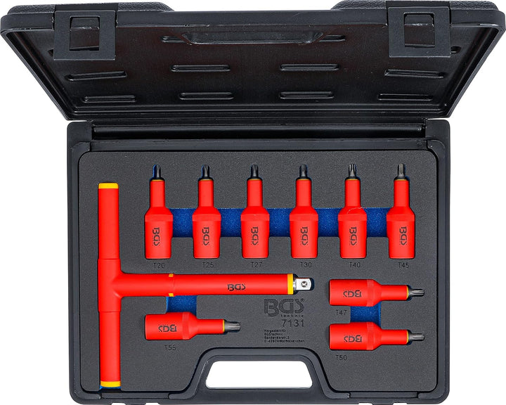 BGS 7131 | VDE-Bit-Einsatz-Satz | Antrieb Innenvierkant 12,5 mm (1/2") | T-Profil (für Torx) T20 - T