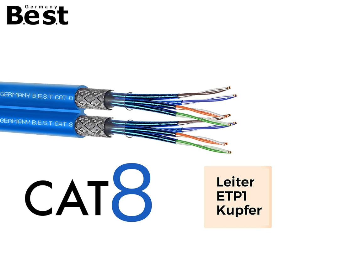 Germany B.e.s.t 25M CAT 8 Duplex Netzwerkkabel Verlegekabel Kupfer LAN Kabel Ethernetkabel S/FTP 40