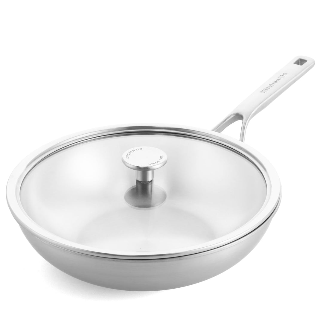 KitchenAid MultiPly 3PLY Stainless Steel PFAS-freier Wok mit Glasdeckel, 28 cm/3,57 L, Dreifach, Mul