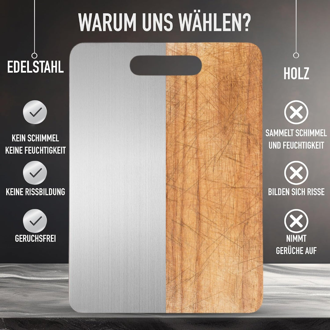 SET 2 – Schneidebretter a Titanlegierung für die Küche - Schneidebrett aus Edelstahl SUS304 + Haken