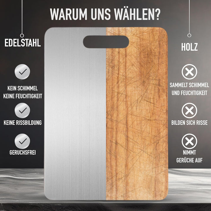 SET 3 Schneidebretter a Titanlegierung für die Küche - Schneidebrett aus Edelstahl SUS316 + 2 SUS304