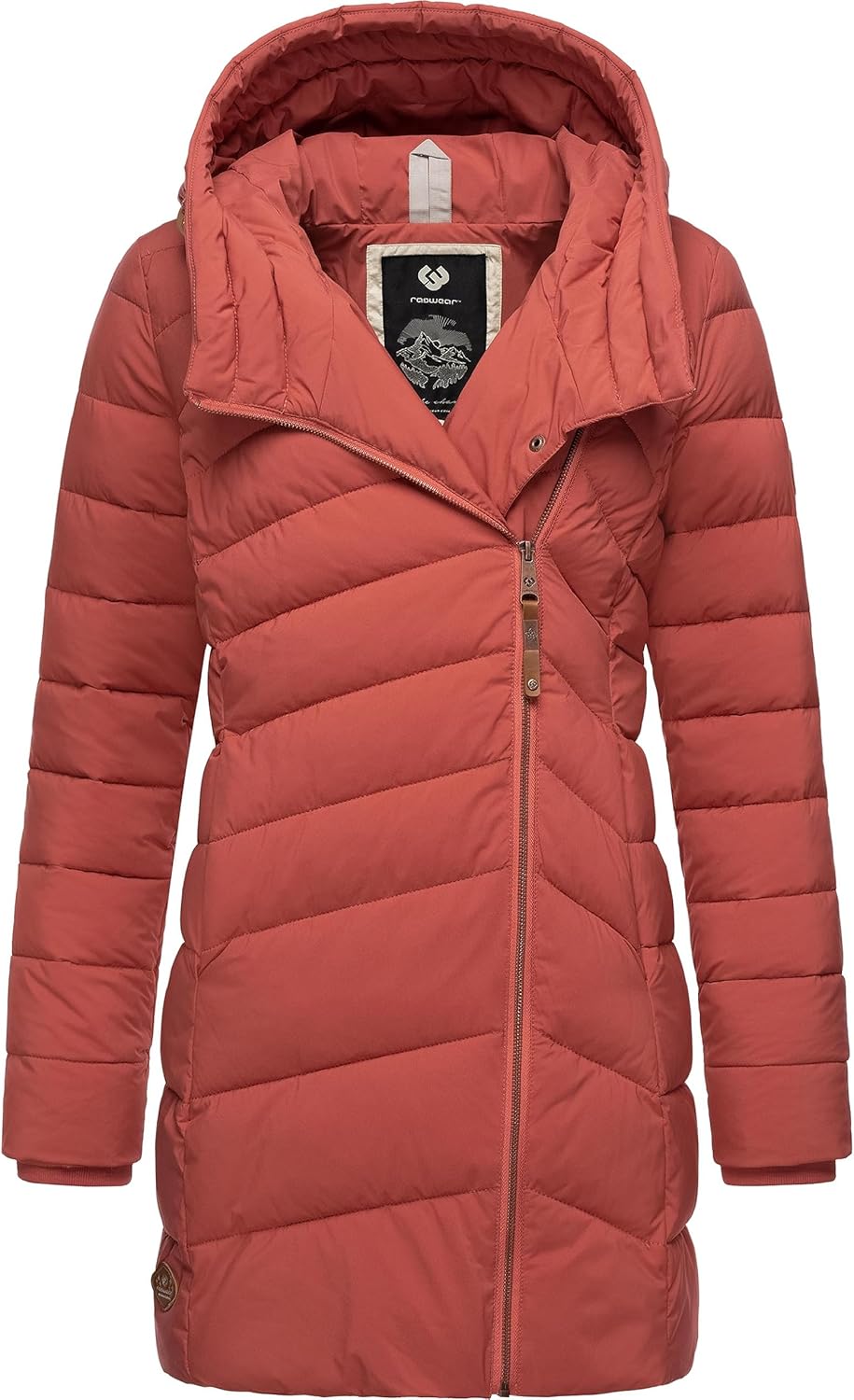 Ragwear Damen wasserdichter Regenmantel Wintermantel warm gefüttert Steppmantel lang mit Kapuze Teel