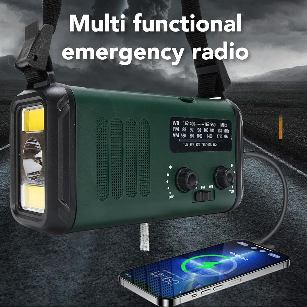SEAFRONT Solar Kurbelradio, 10.000 MAh Notfallradio AM FM NOAA Wetterradio mit Leselicht, LED Tasche