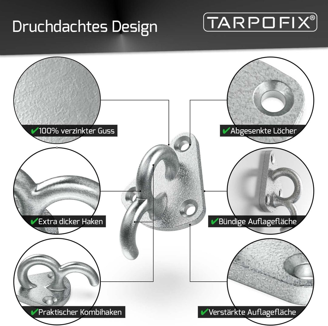 Tarpofix® Dreiloch Planenhaken Netzhaken inkl. Blindnieten für Anhänger Plane & Anhängernetz (10 Stk