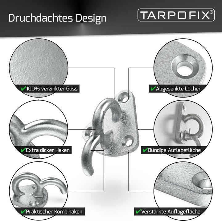 Tarpofix® Dreiloch Planenhaken Netzhaken inkl. Blindnieten für Anhänger Plane & Anhängernetz (10 Stk