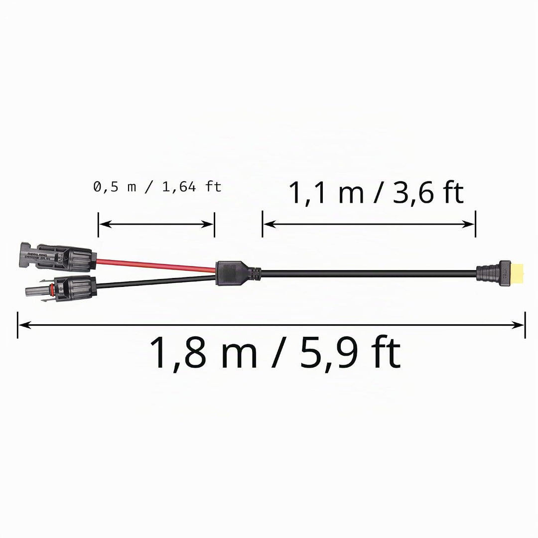 CERRXIAN 6FT Solarstecker auf XT60-Adapter-Verlängerungskabel, 14AWG XT60-Buchse auf Solarpanel-Stro