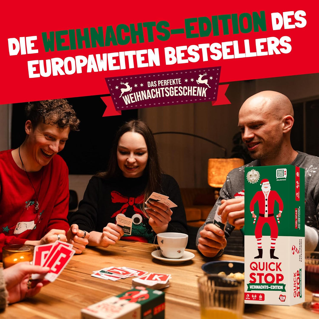 ATM Gaming Quickstop - Weihnachtsedition - Das Buchstaben-Duell - Kartenspiel für Jugendliche und Er