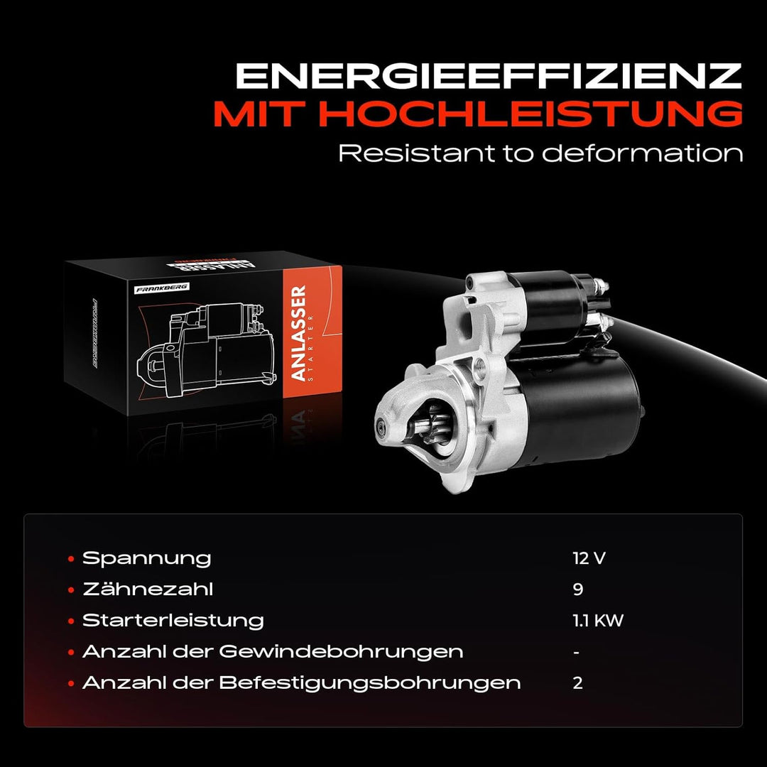 Frankberg Anlasser Starter Kompatibel mit M.i.n.i R50 R53 Cooper One 2001-2006 M.i.n.i Cabriolet R52