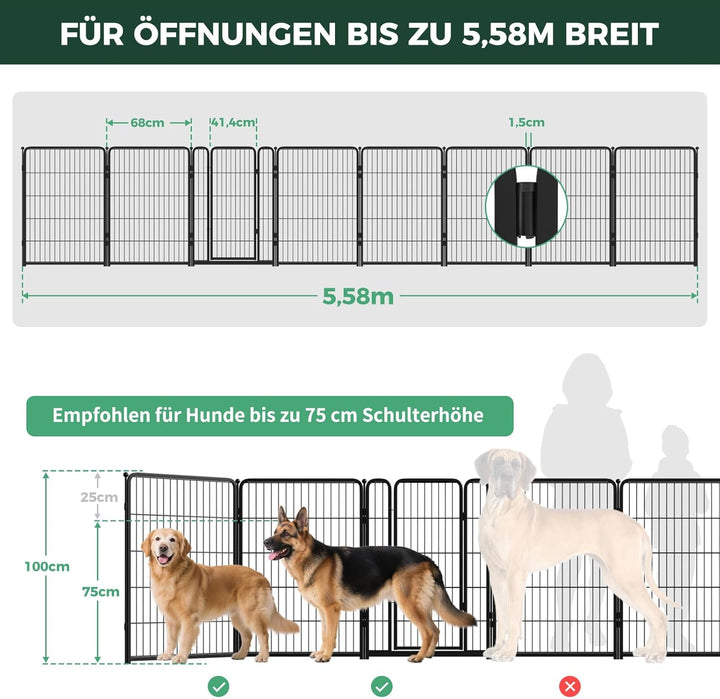 fxw Hundegitter Extra Breit, für den Inneneinsatz konzipiert, verstellbare Breite bis zu 557,5 cm (1