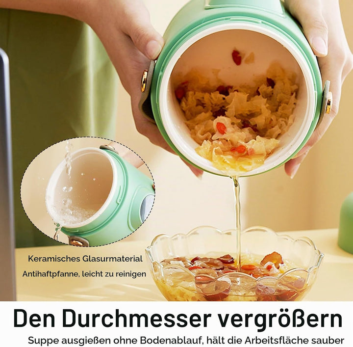 Elektrischer Hot Pot, Tragbarer Elektrischer Topf 800ML Ramen-Kocher mit 6 Modi &amp; Timer Reise-Kochto