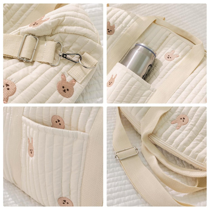 Windelbeutel, Crossbody/Tote niedliche Baumwollbeutel mit abnehmbarem Riemen, grosse Kapazität für d