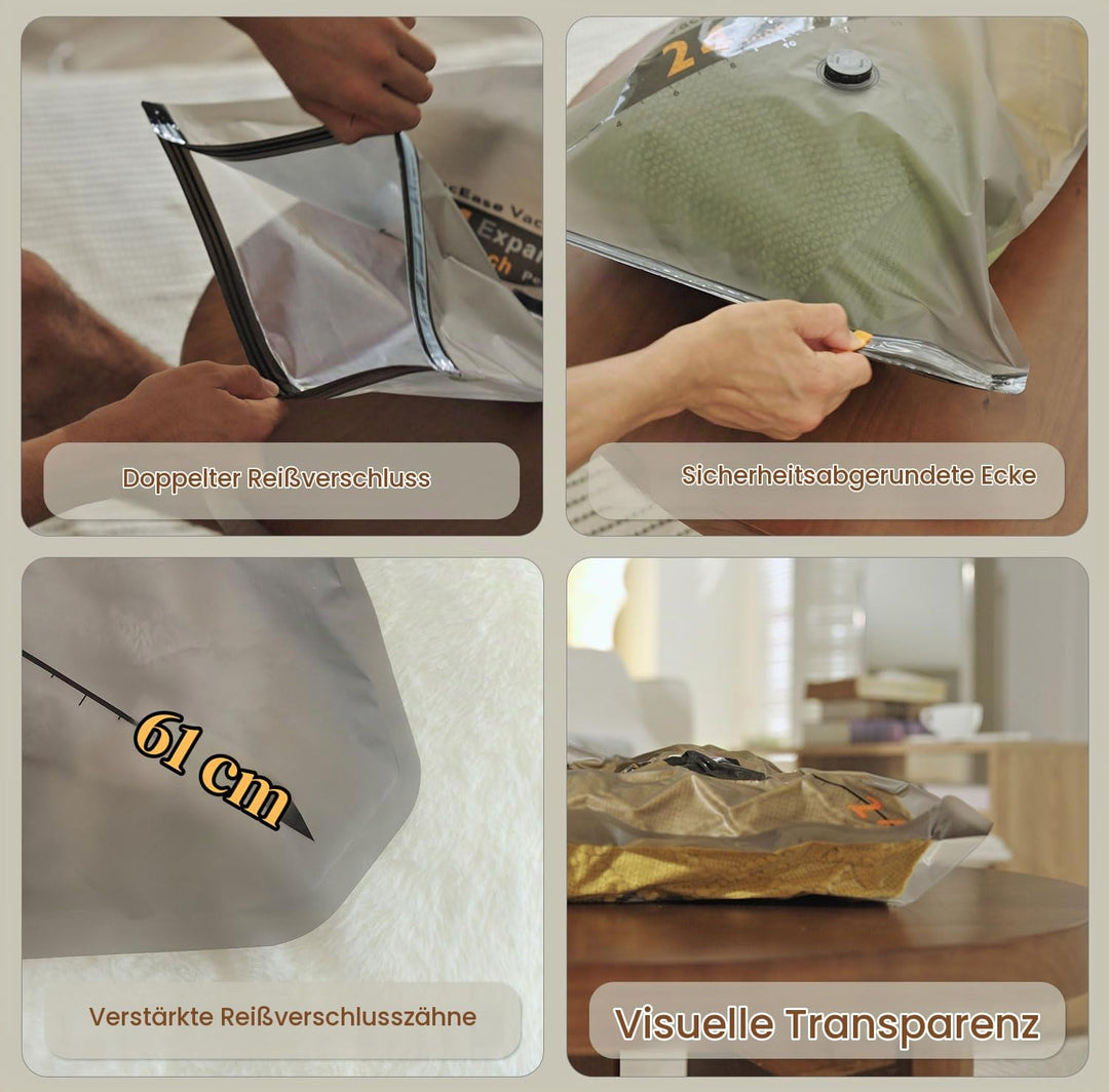 Vakuumbeutel für Kleidung, 10 Stück (4x 40x54cm, 4x 47x64cm, 2x 54x74cm), Platzsparend Vakuumierbeut