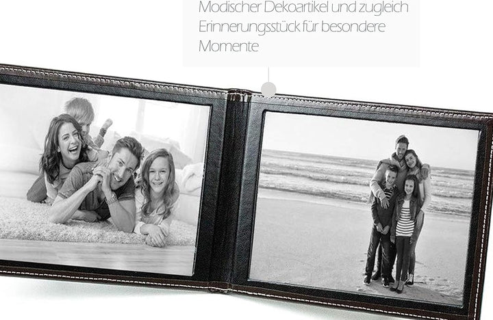 DELMON VARONE - Personalisierbarer Reise Bilderrahmen 13x18 Cambridge Leder Braun querformat, Fotoal