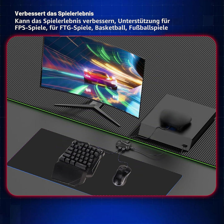 Einhand-Halb-Gaming-Tastatur- und Maus-Kombination, mit Tastatur- und Mauskonverter, Unterstützt für