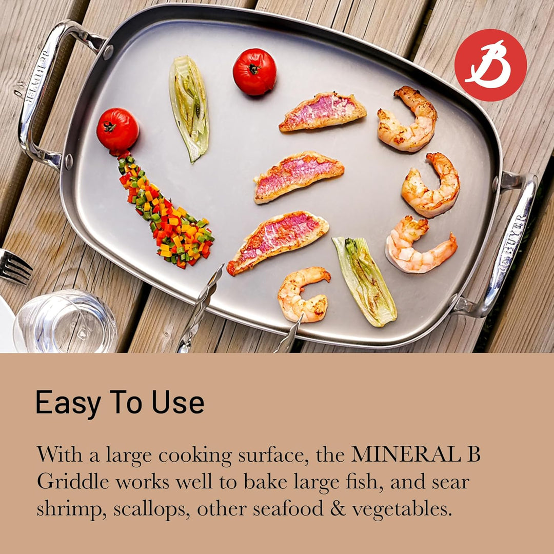 De Buyer 5640.02 Plancha Mineral B Element für zum Backen 38 x 26 cm, Silber, Silberfarben