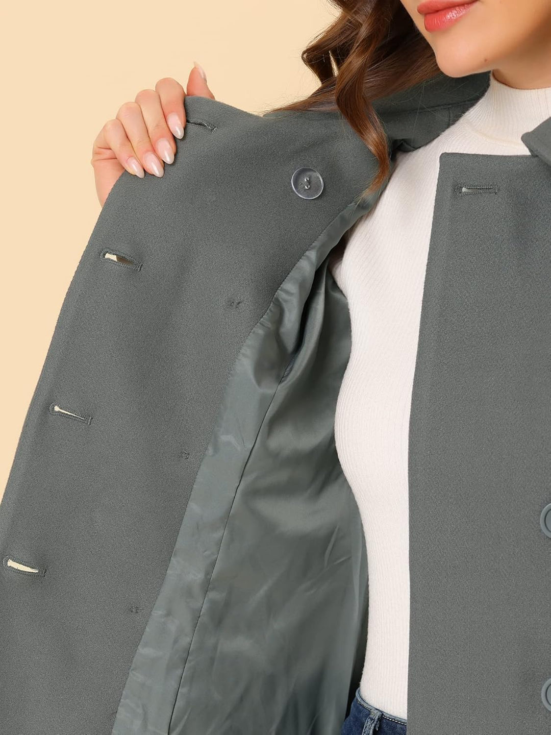 Allegra K Damen Trenchcoat Erbsenmantel S Dunkel Grau, S Dunkel Grau