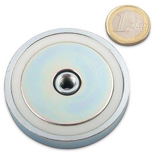 Neodym Flachgreifer (magnets4you) - Ø 60,0 x 15,0 mm, Innengewinde M8, 95 kg, Topfmagnet verzinkter