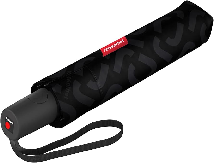reisenthel umbrella pocket duomatic in Signature Schwarz Hot Print – Kompakter Taschenschirm aus rec