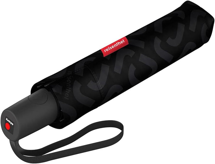 reisenthel umbrella pocket duomatic in Signature Schwarz Hot Print – Kompakter Taschenschirm aus rec