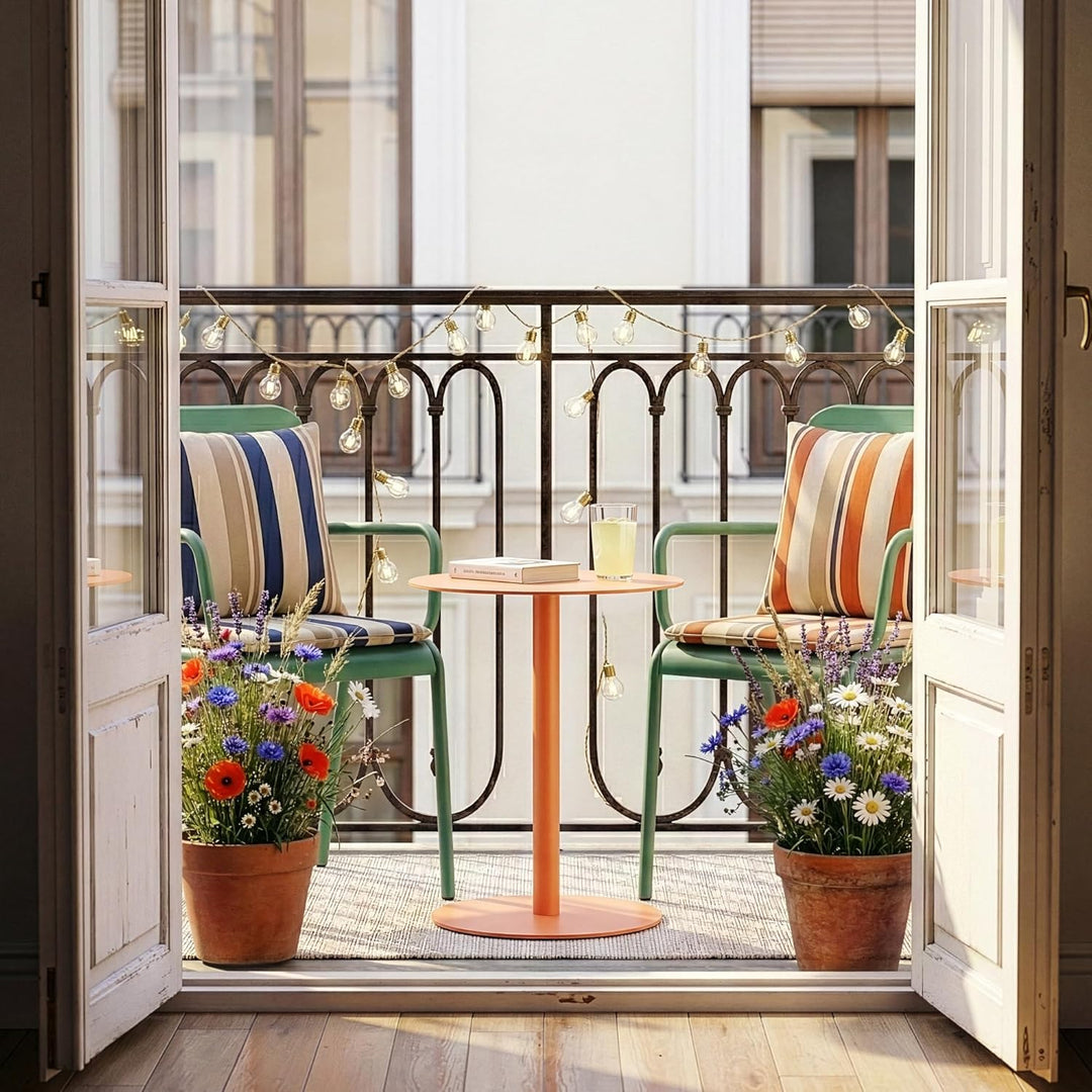 [en.casa] Beistelltisch Nastätten Gartentisch Couchtisch mit Metallgestell rund Sofatisch modernes D