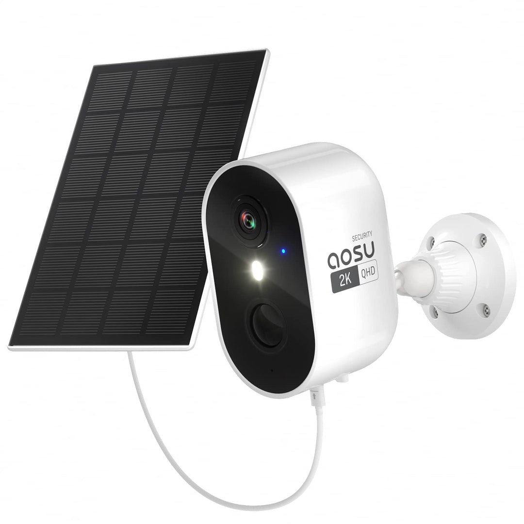 AOSU 2K Überwachungskamera Aussen Akku Solar, WLAN Sicherheitskamera mit Solarpanel, Kabellos Kamera