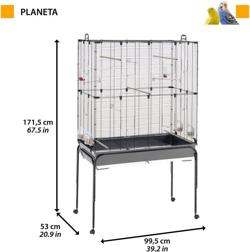 Ferplast 52066817 Vogelheim für Kanarienvögel, Sittiche und Exoten Planeta, Masse: 97 x 58 x 173,5 c