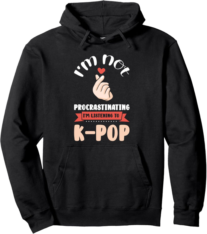 Ich zöge nicht Ich höre K-pop Kawaii Pullover Hoodie