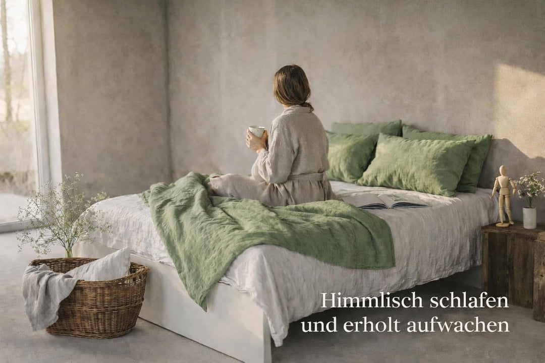 Ger3as Leinen Bettwäsche Set 100% Natur Leinen Stonewashed, Naturfaser Leinen, mit Hotelverschluss (