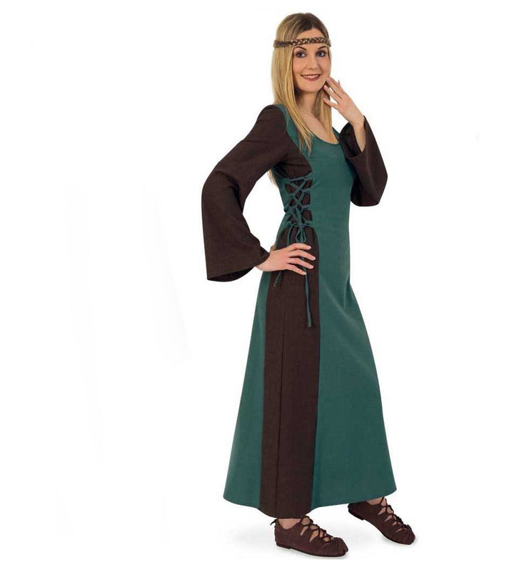 KarnevalsTeufel Mittelalter Maid Damen-Kostüm Mittelalter-Kleid Damen-Outfit grün lang, M