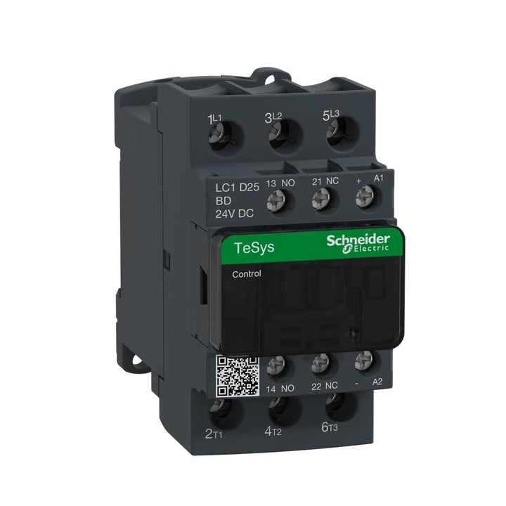 Schneider Electric - Leistungsschütz LC1D 3p, +1S+1Ö, 11 kW, 25 A, 400 V AC3, Spule 24 V DC, LC1D25B