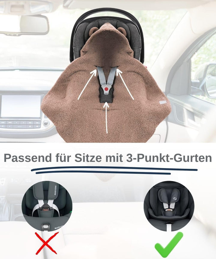 Einschlagdecke Babyschale 80x80cm | Für Neugeborene & Babys bis max. 4 Monate | Kuschel-Bouclé Lammf