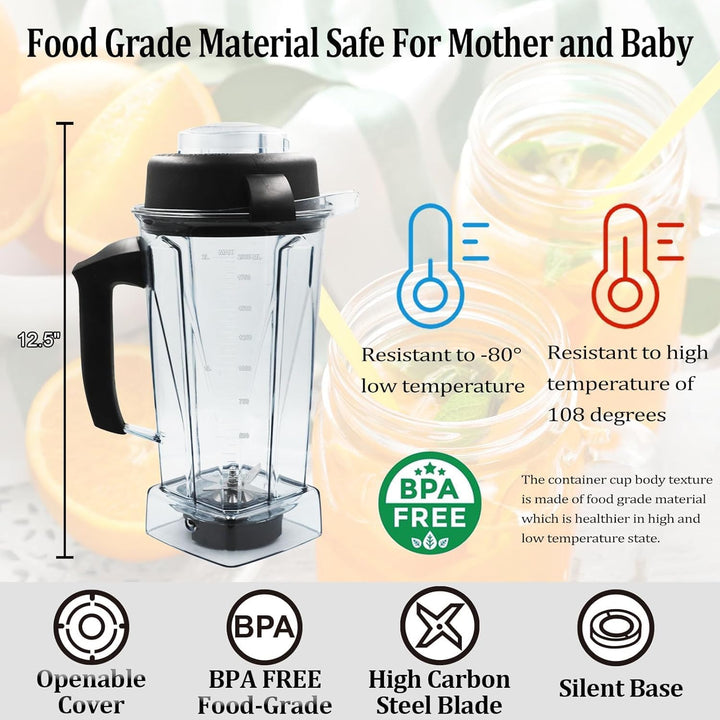 Aufgerüstet für Vitamix Mixer-Krug mit 1,8 l Fassungsvermögen, Ersatz für Vitamix 5200, 5000, 5300,