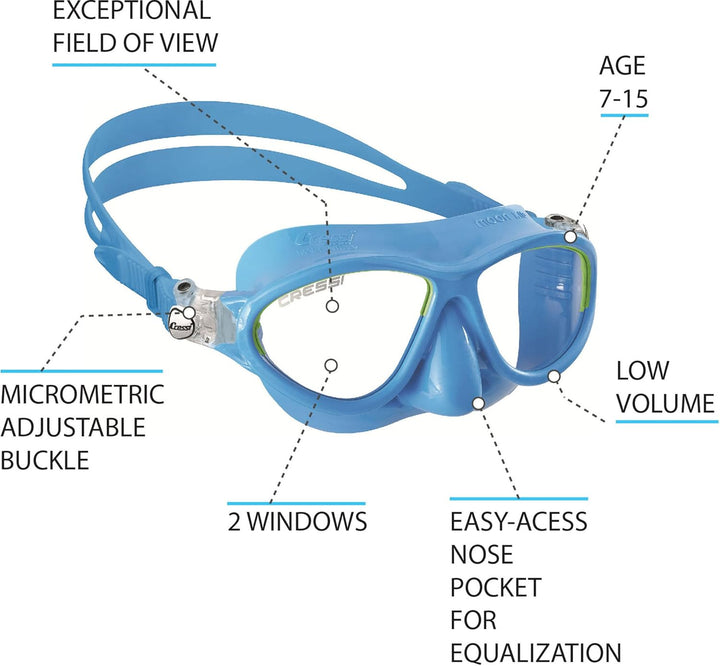 Cressi Schnorchelset Maske Kinder Moon Kid & Baloo Goggles - Schwimmbrille Für Kinder von 7/15 Jahre