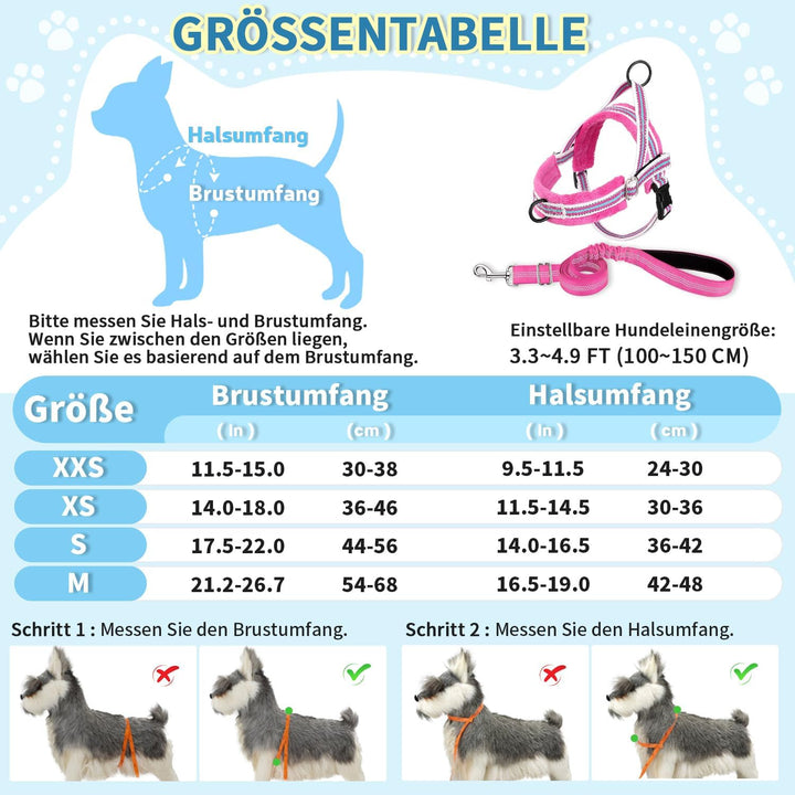 Eyein No-Pull Hundegeschirr mit Leine, Geschirr mit Weich Gepolstertes, Reflektierend, Verstellbares