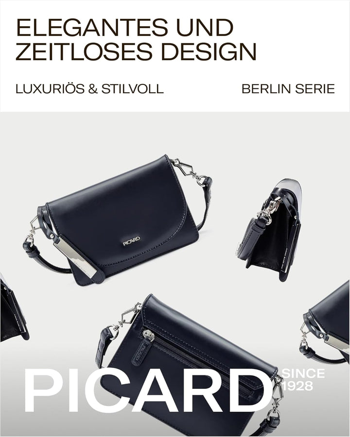 Picard Damen Schultertasche BERLIN aus Rindsleder Klein | mit Magnetverschluss | Schultertasche | Al